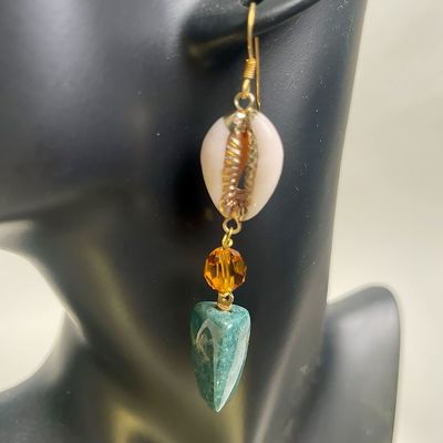 Earrings- Cowrie Shell, Topaz, Amon