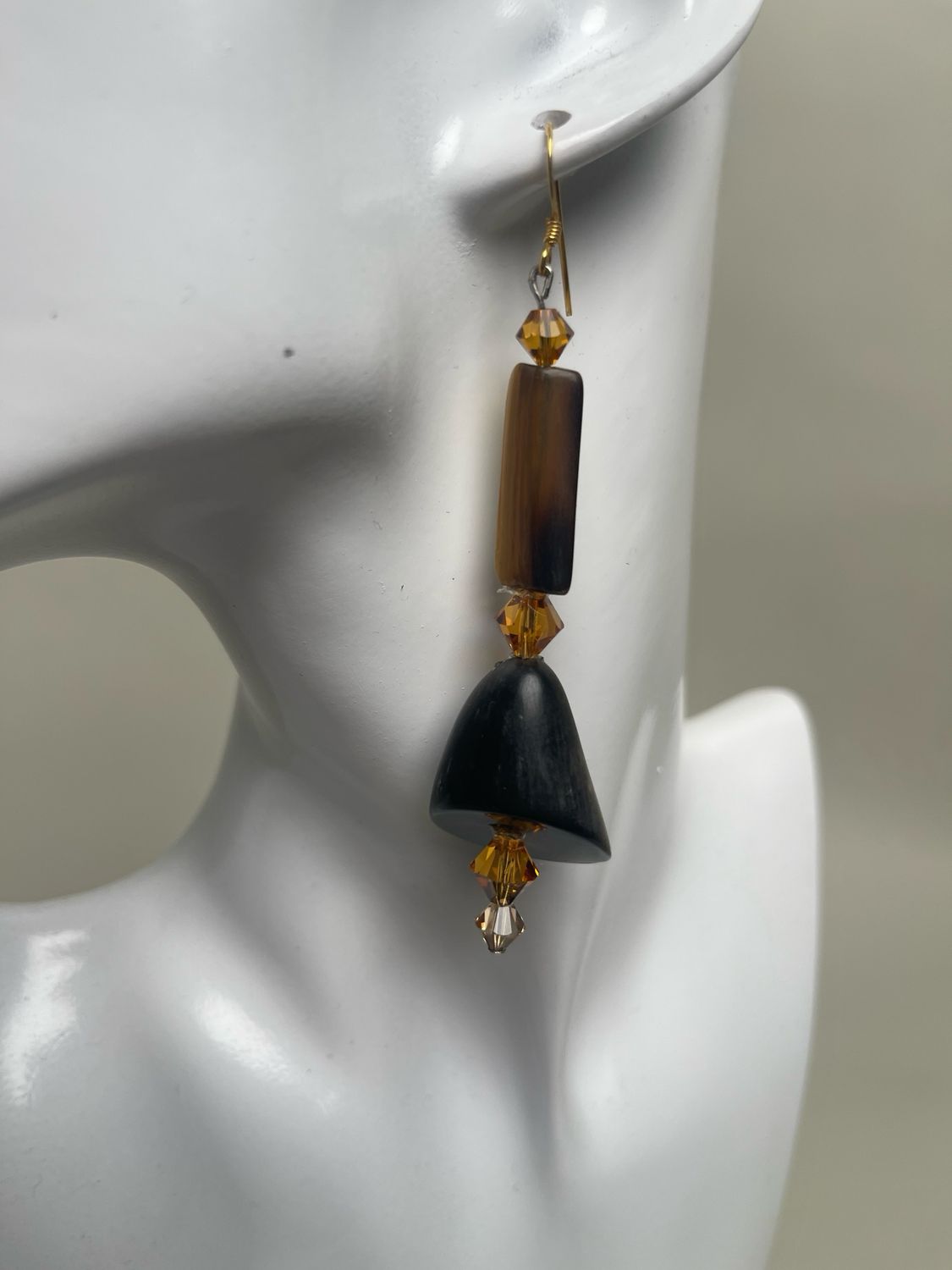 Earrings-wood, Topaz