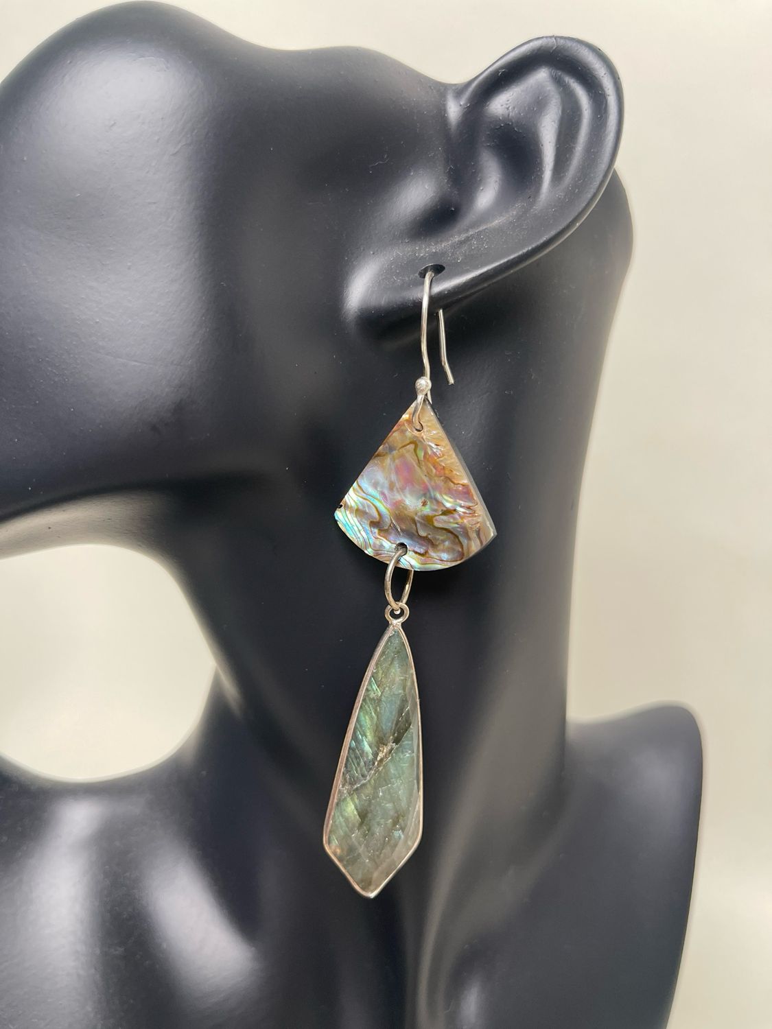 Earrings- Labradorite, Abalone Shell.