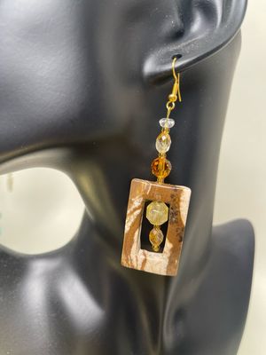 Earrings- Topaz, Citrine, Marble