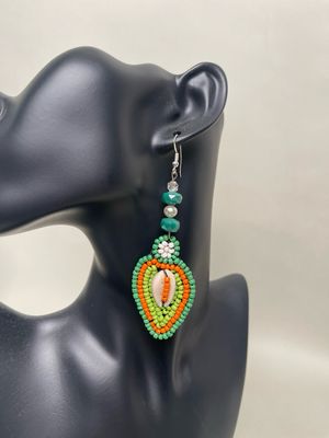 Earrings- African Beaded Pendant, Kyanite