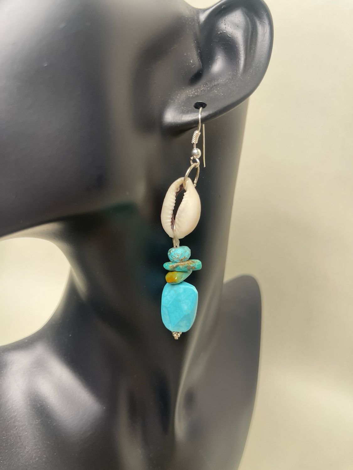 Earrings- Cowrie Shell, Turquoise
