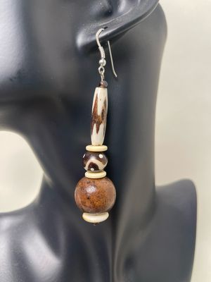 Earrings- African Beads, Wooden Beads
