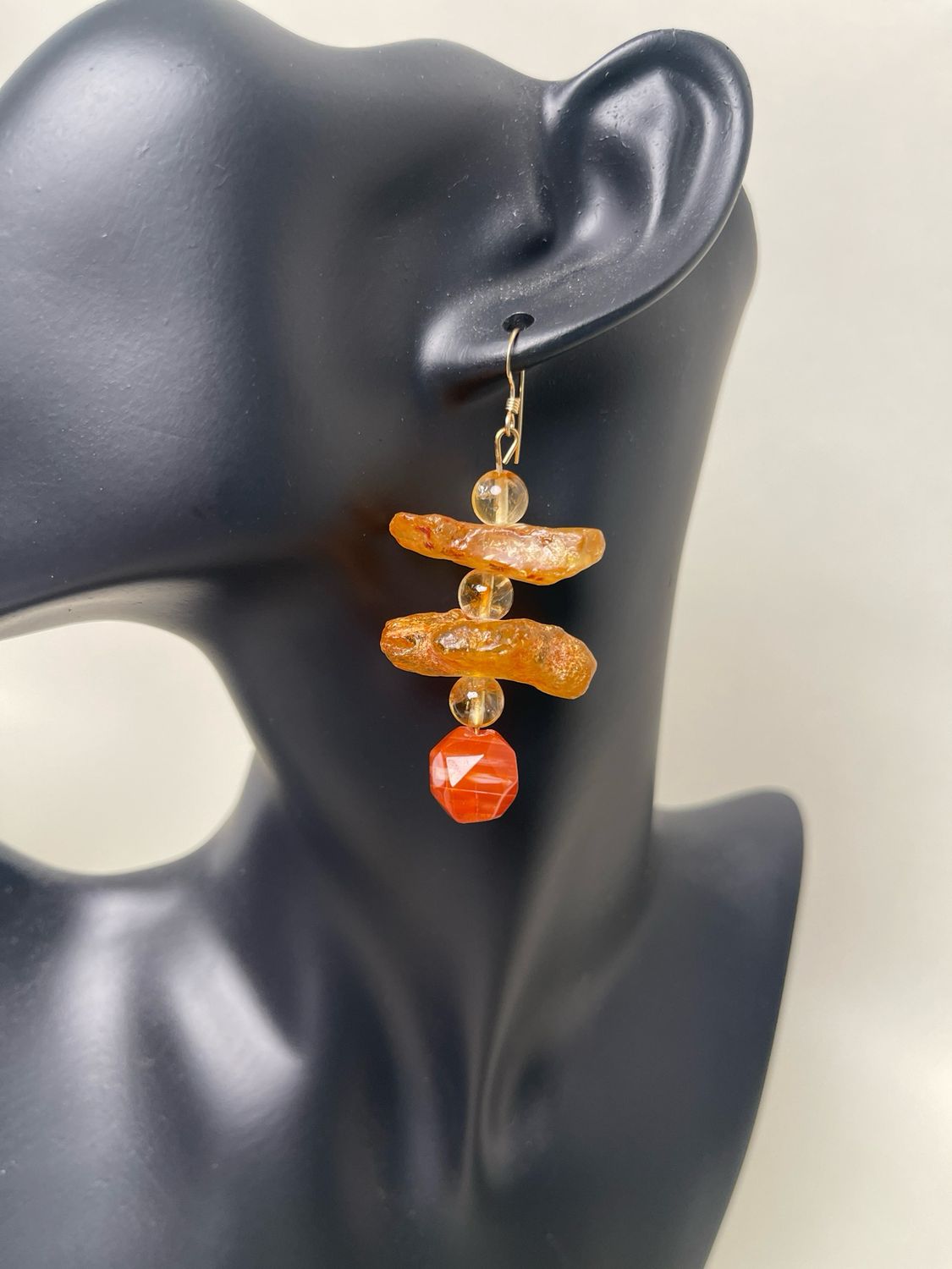 Earrings- Citrine, Amber, Carnelian