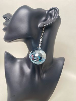 Earrings- Silver Disco Ball.