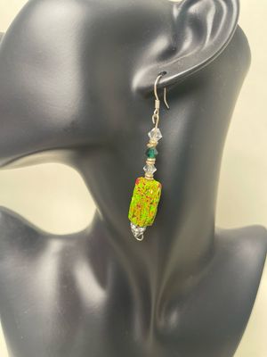 Earrings- Wood, Clear Quartz,