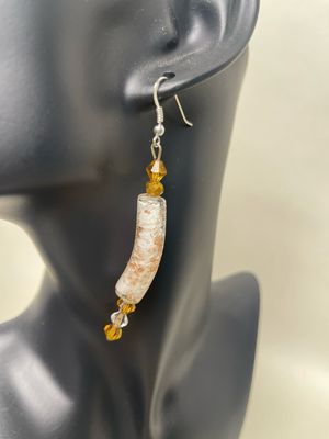 Earrings- Topaz, Clear Quartz, Glass.