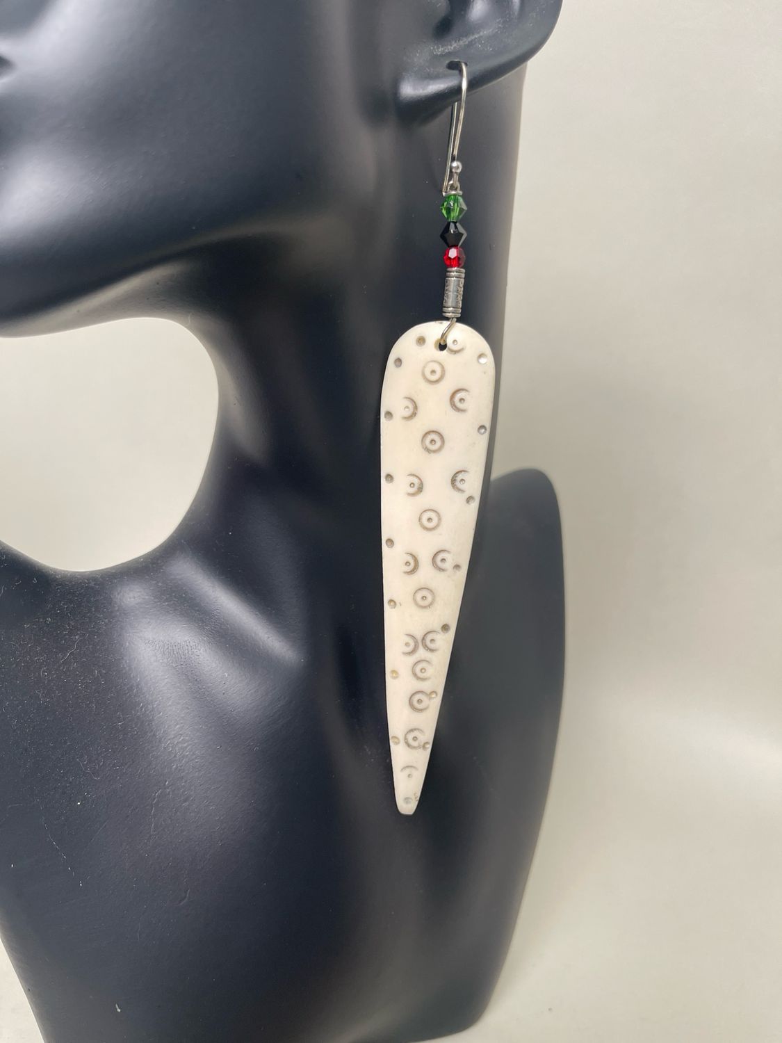 Earrings-African Bone, Sawatzki Crystals
