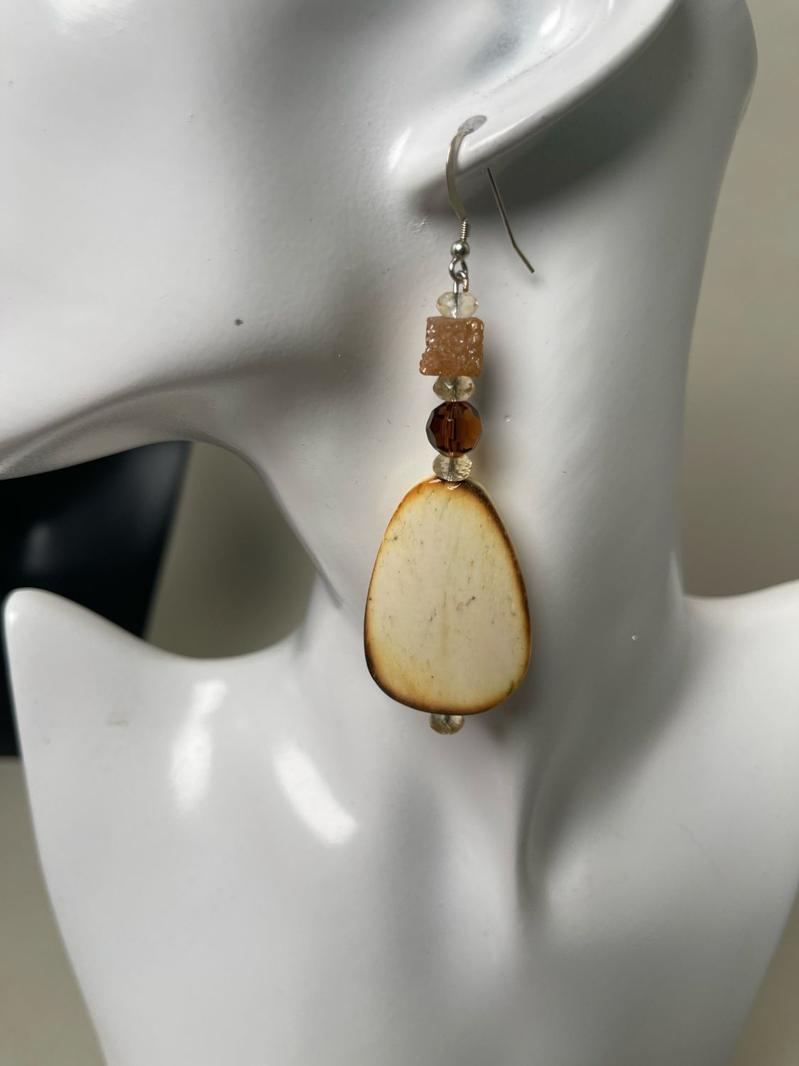 Earrings- Topaz, Shell.
