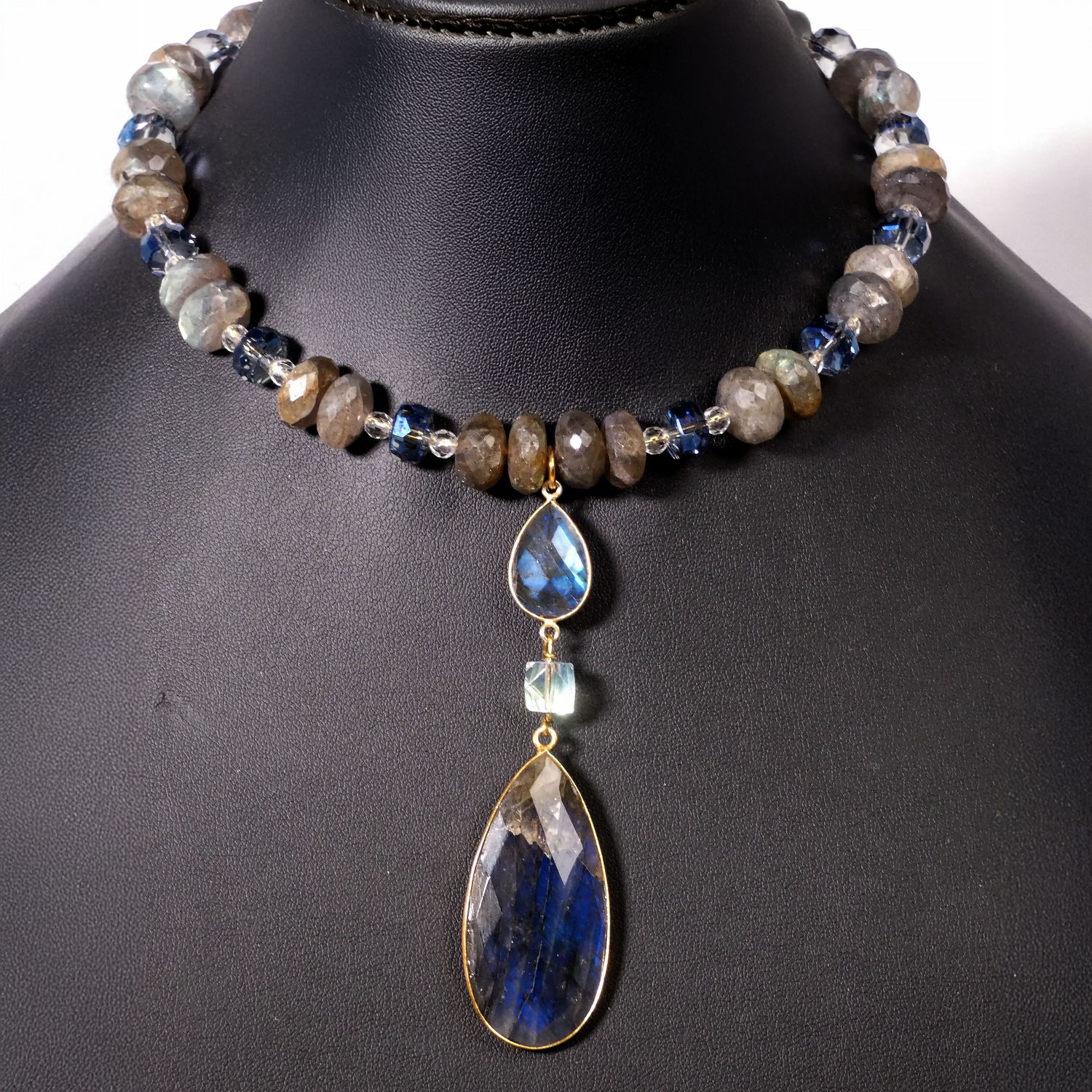 Labradorite and Clear Quartz Pendant Necklace