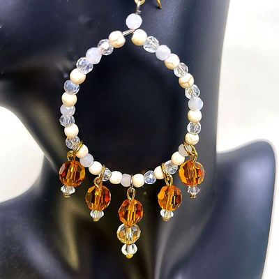 Earrings, Topaz, Clear Quartz, Swarovski crystals