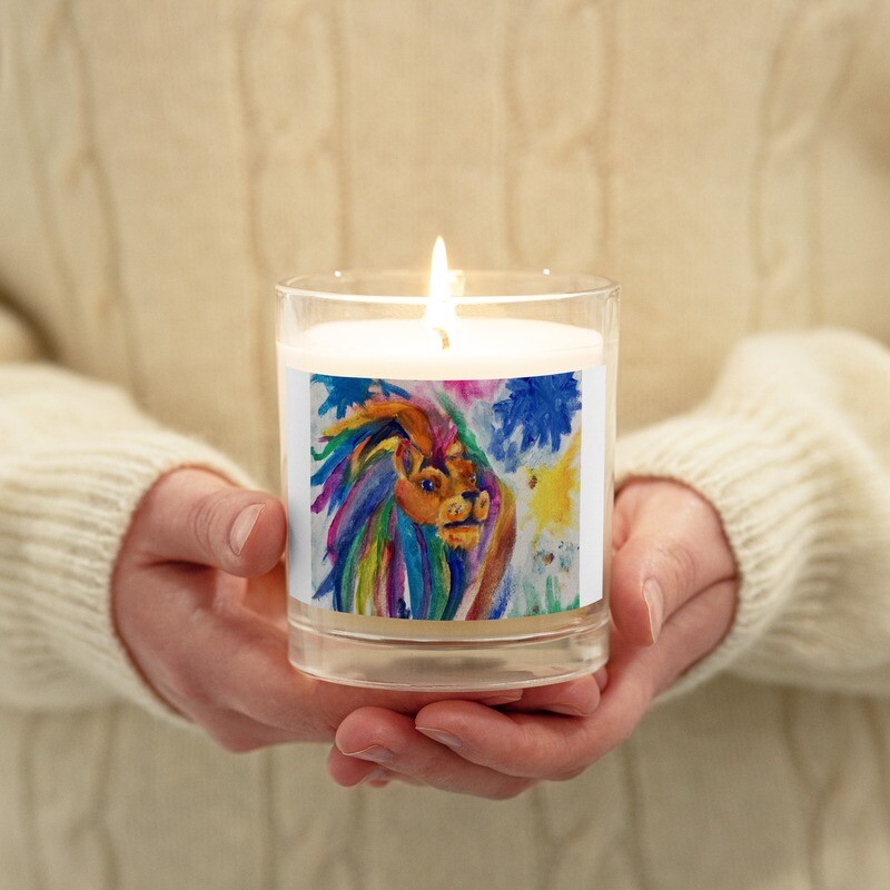 Colorful Lion Painting Candle