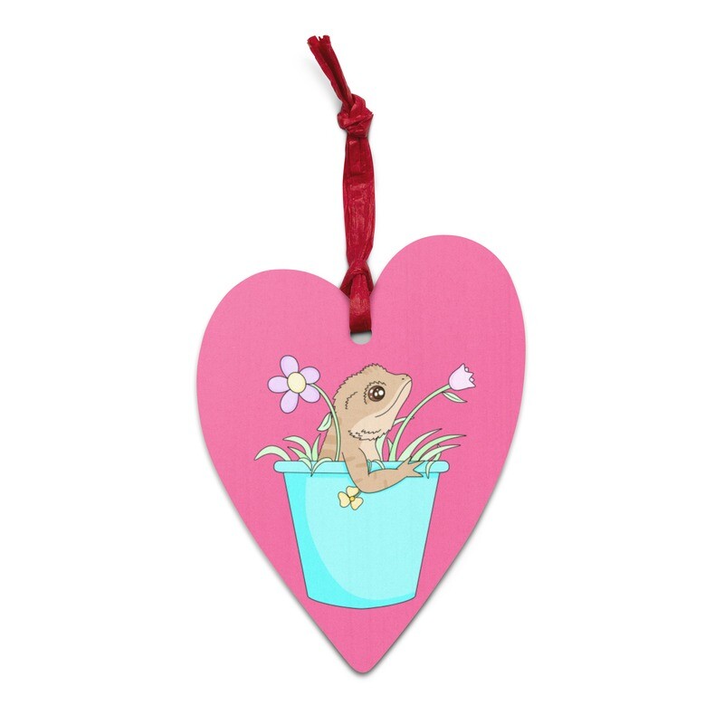 Heart Beardie Wooden Ornament