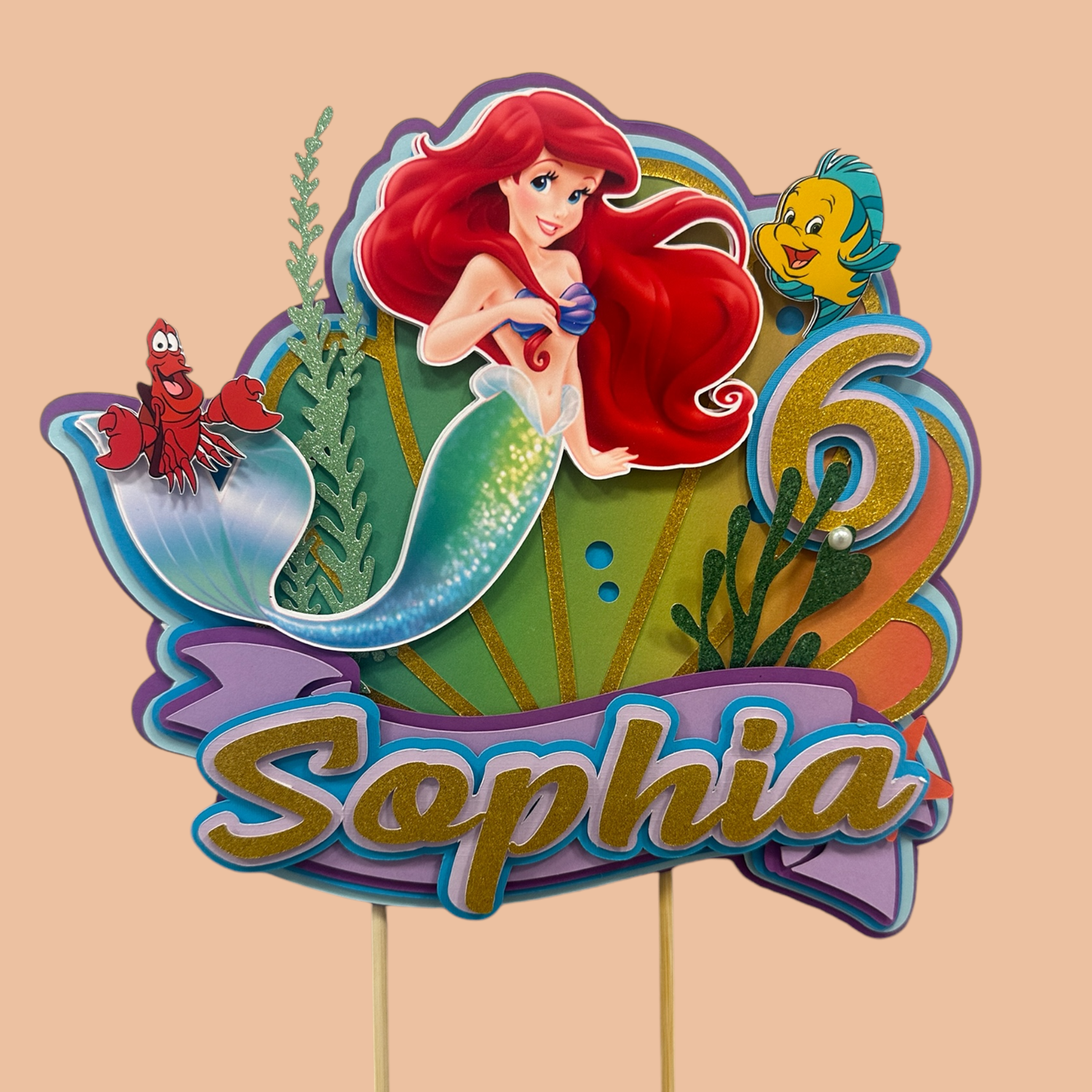 Little Mermaid Cake Topper 8.5x9.5