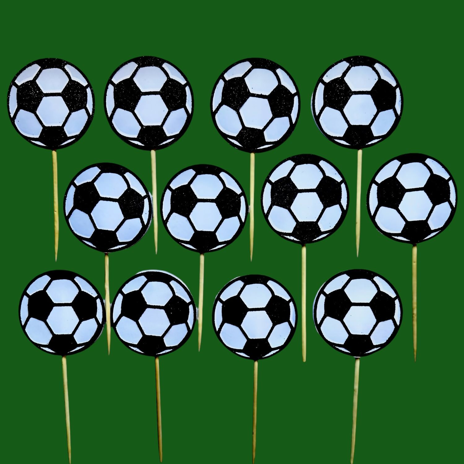 Soccer Ball Cupcake Topper (Set of 12)