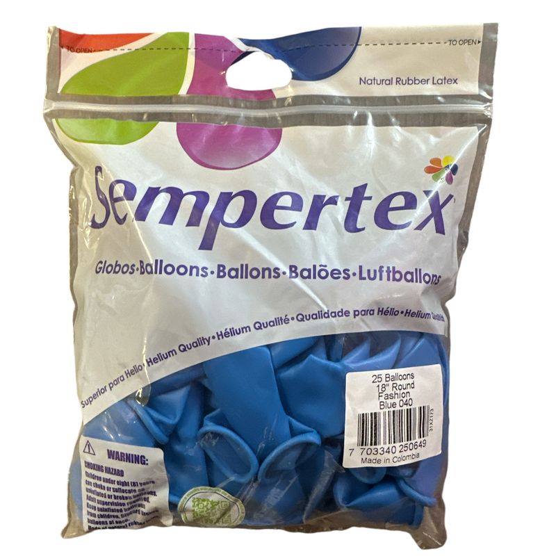 Sempertex -Fashio Blue 18&quot; Round (25 Count)