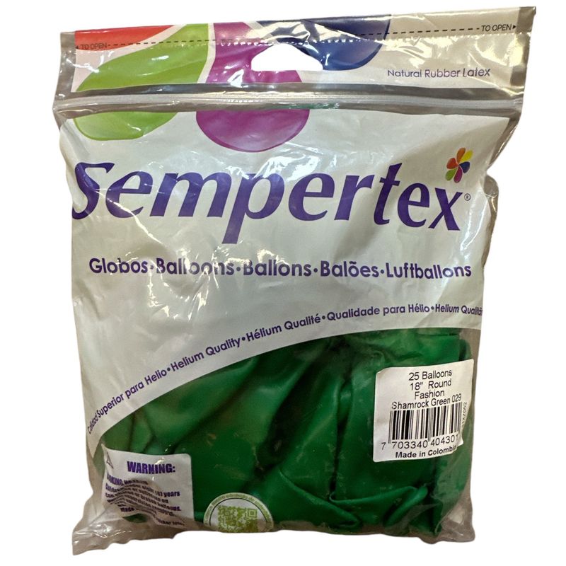 Sempertex -Shamrock Green 18&quot; Round (25 Count)