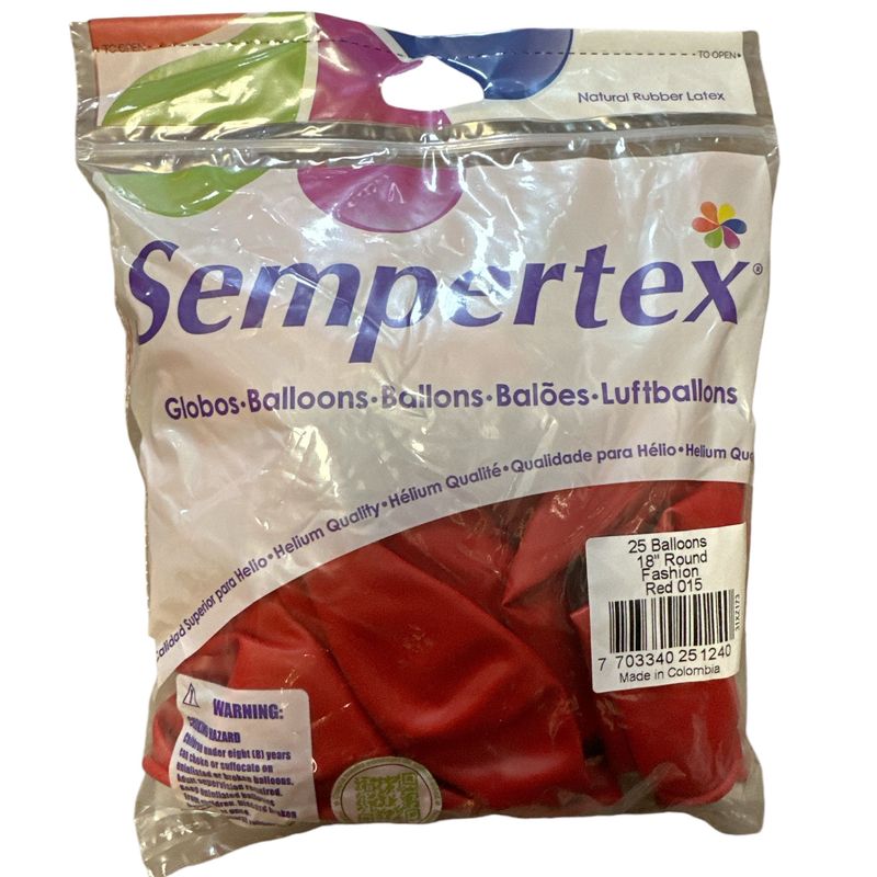 Sempertex -Fashion Red 18&quot; Round (25 Count)