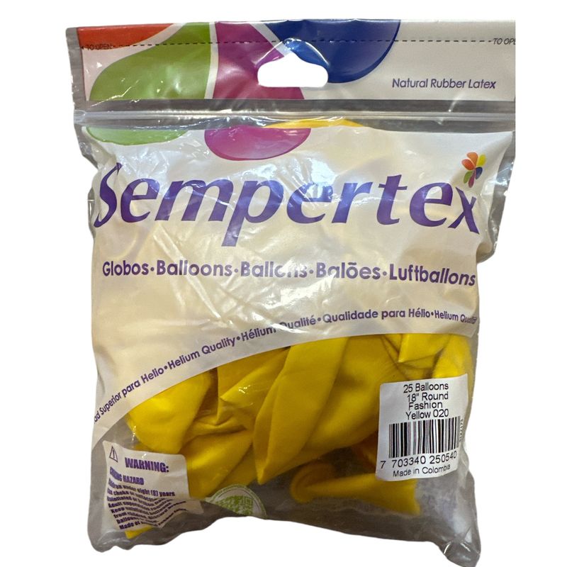 Sempertex -Fashion Yellow 18&quot; Round (25 Count)