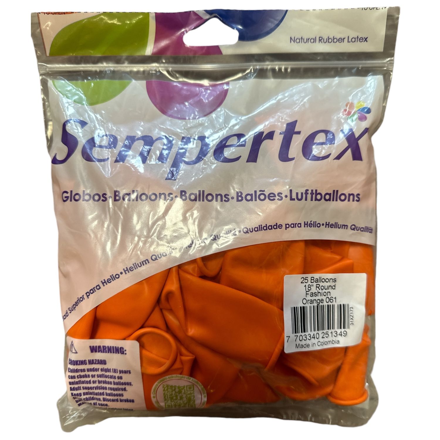 Sempertex -Fashion Orange 18&quot; Round (25 Count)