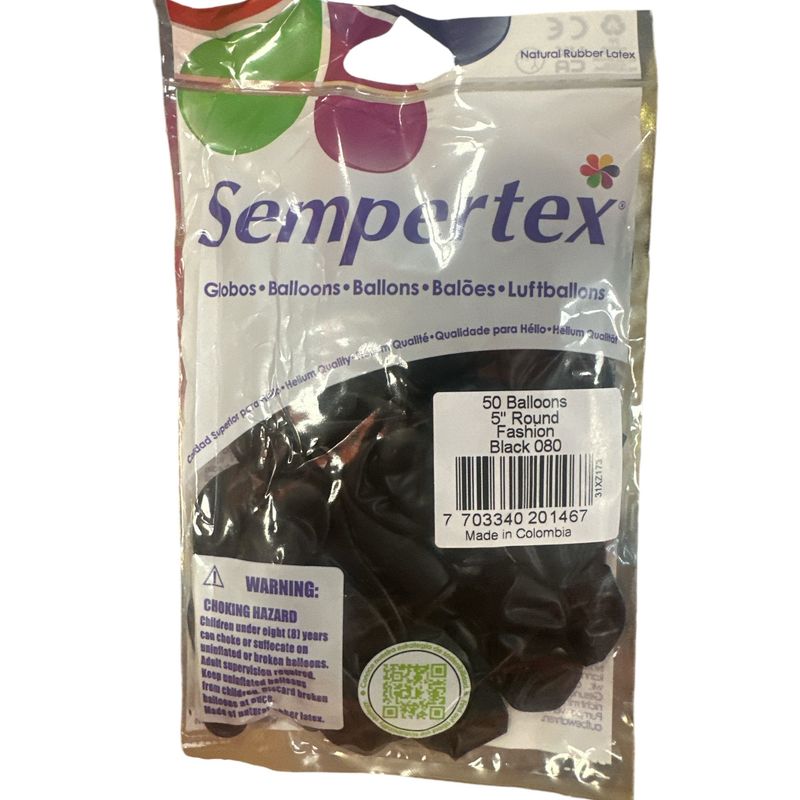 Sempertex -Fashion Black 5&quot; Round (50 Count)