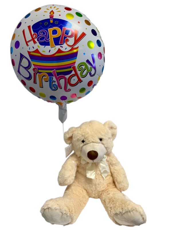 20&#39; Teddy Bear with 1 round birthday balloon (Free Delivery)