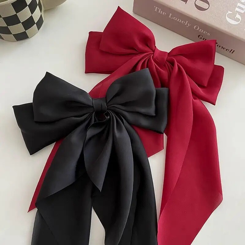 Satin Bow Ribbon Hair Clip set of 2