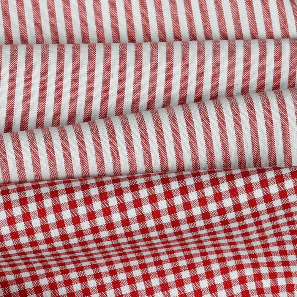 Baumwollstoff Vichy Streifen 3mm rot/weiß