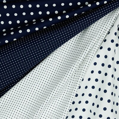 Popeline mit Punkten marine - navy Popeline mit Punkten marine - navy