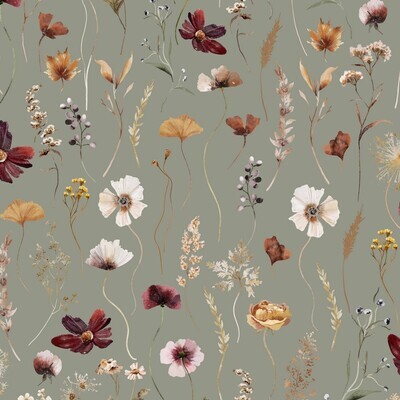 Canvas digital wild Flowers taupe Canvas digital wild Flowers taupe