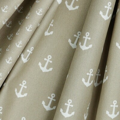 Popeline mit Ankern sand - taupe Popeline mit Ankern sand - taupe