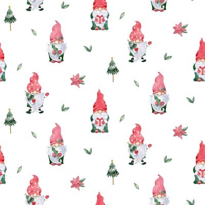 Popeline Christmas Gnomes weiß