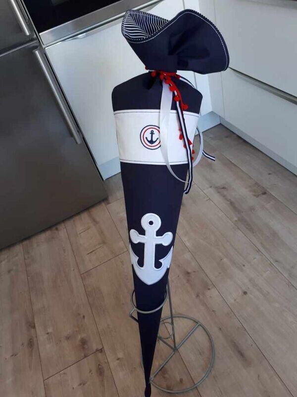 Schultüte maritim mit Anker Applikation Schultüte maritim mit Anker Applikation