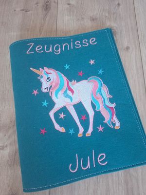 Zeugnismappe Einhorn passend zur Schultüte Zeugnismappe Einhorn passend zur Schultüte