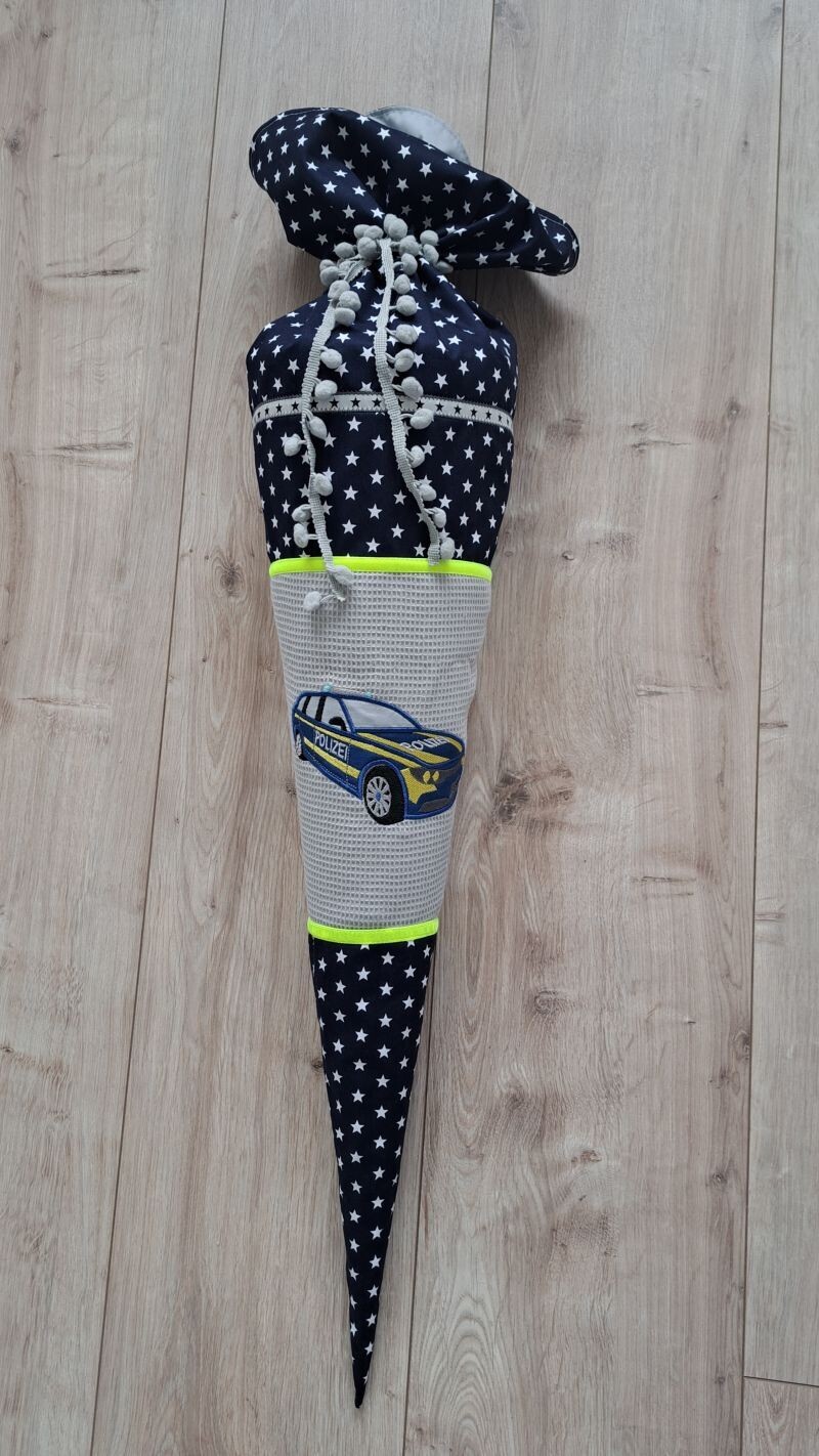 Schultüte aus Stoff Schultüte aus Stoff "Polizei" – Grau/Sterne – 70cm