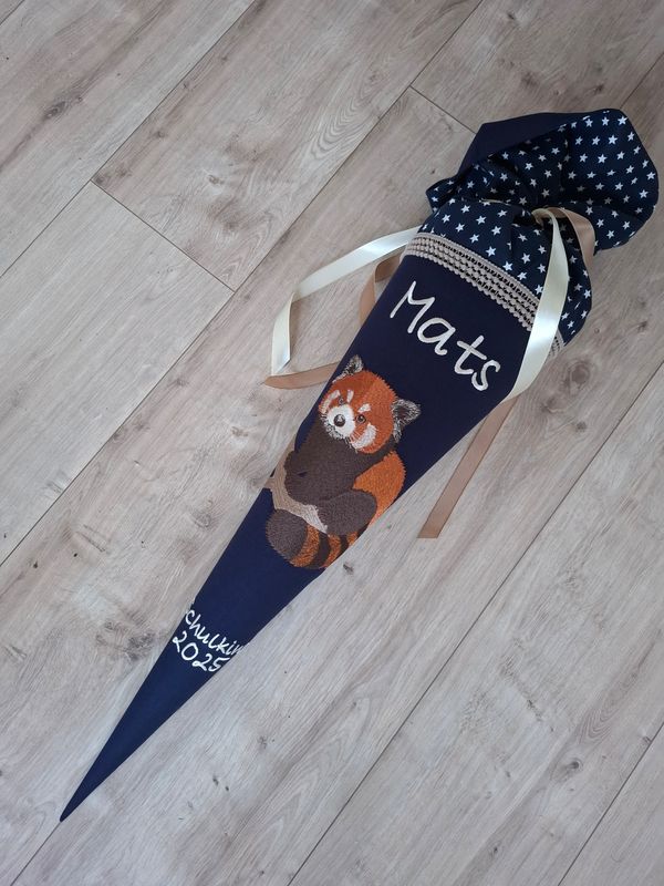 Schultüte aus Stoff Schultüte aus Stoff "roter Panda" – Navy/Sterne – 70cm
