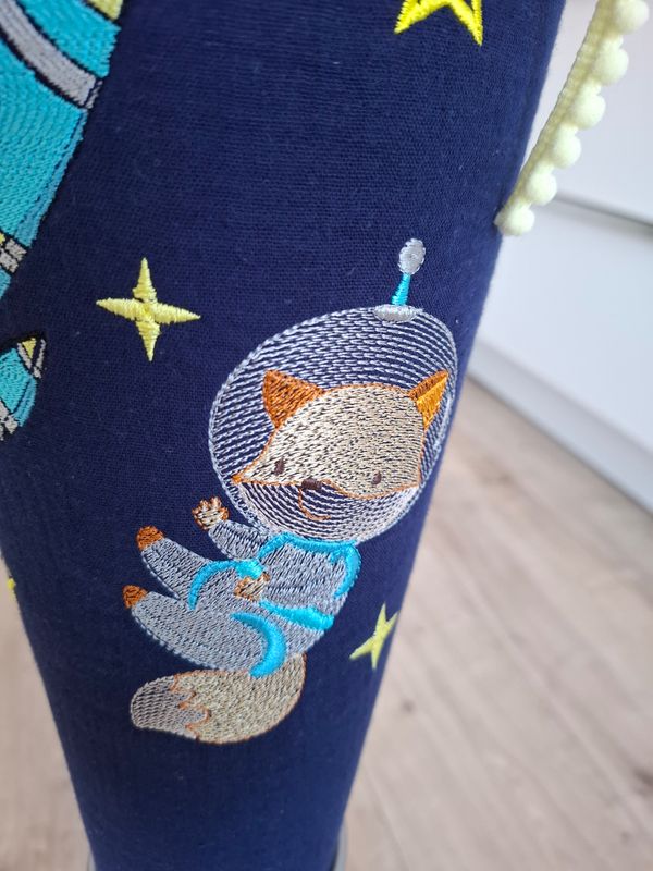 Schultüte aus Stoff  Fuchs Astronaut – Navy/Türkis – 70cm