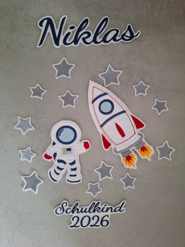 DIY-Set für Schultüten mit Namen & Patches – Weltraum-Design