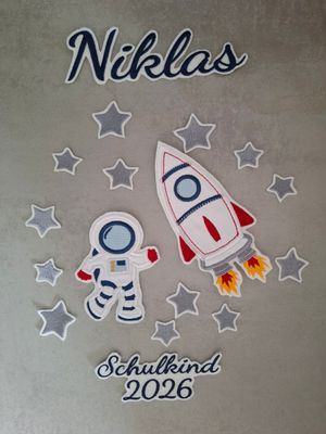 DIY-Set für Schultüten mit Namen & Patches – Weltraum-Design