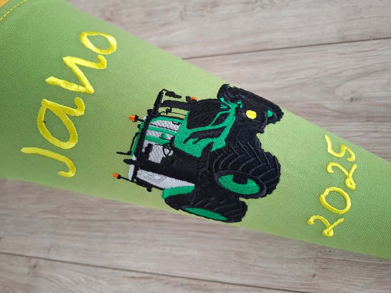 Schultüte aus Stoff Schultüte aus Stoff "Traktor" –Hellgrün/Gelb – 70cm