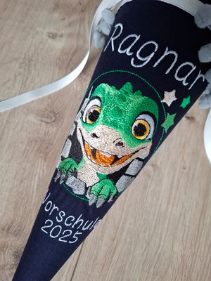 Schultüte aus Stoff Babydino – Navy/Sterne – 35cm