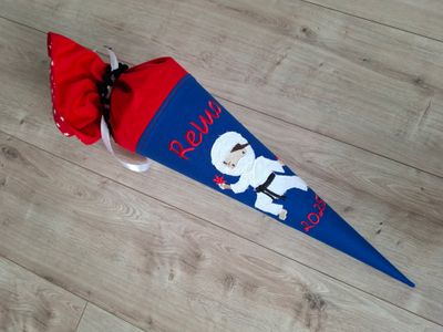 Schultüte aus Stoff "Ninja Sterne" – Königsblau/Rot – 35cm