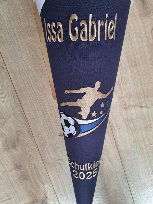 Schultüte aus Stoff Fußballspieler – navy/beige – 70cm