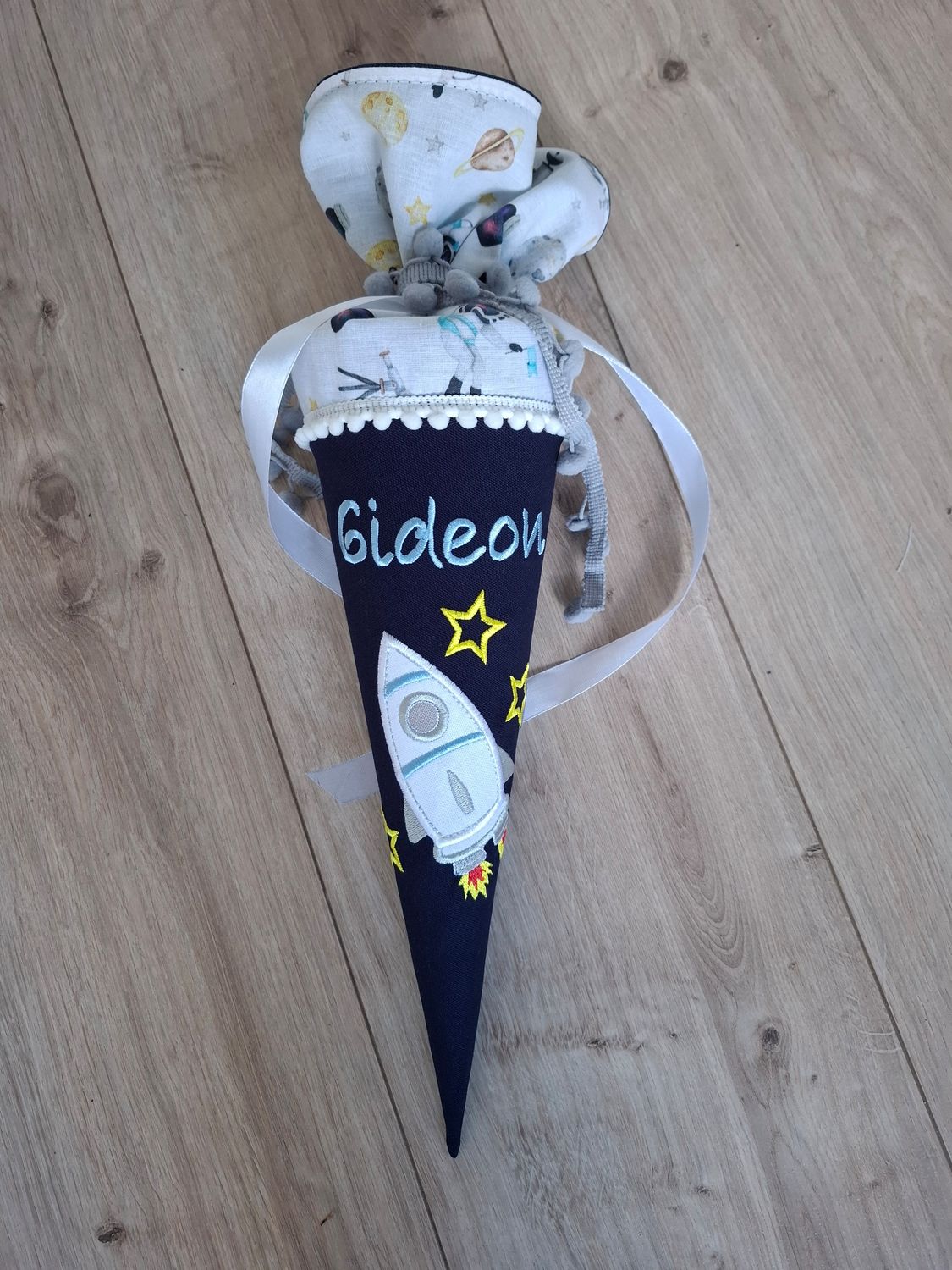 Schultüte aus Stoff Rakete | Navy/Hellblau | Liebfrech 