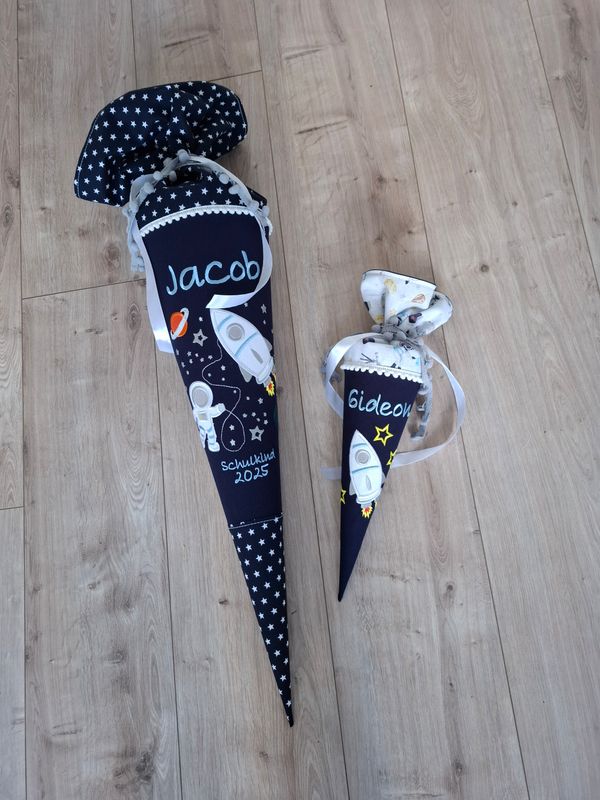 Schultüte aus Stoff Rakete | Navy/Hellblau | Liebfrech 