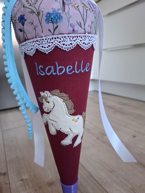Schultüte aus Stoff Pferd | Beere/Floral | Liebfrech 