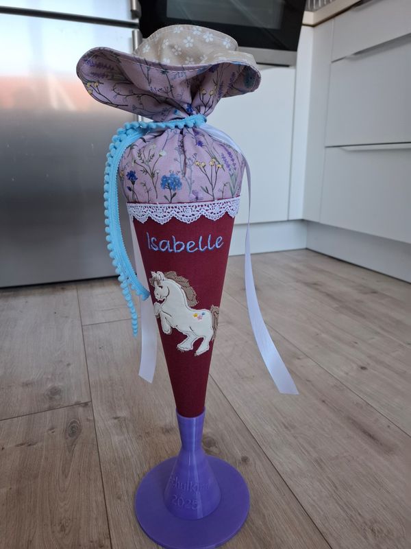 Schultüte aus Stoff Pferd | Beere/Floral | Liebfrech 