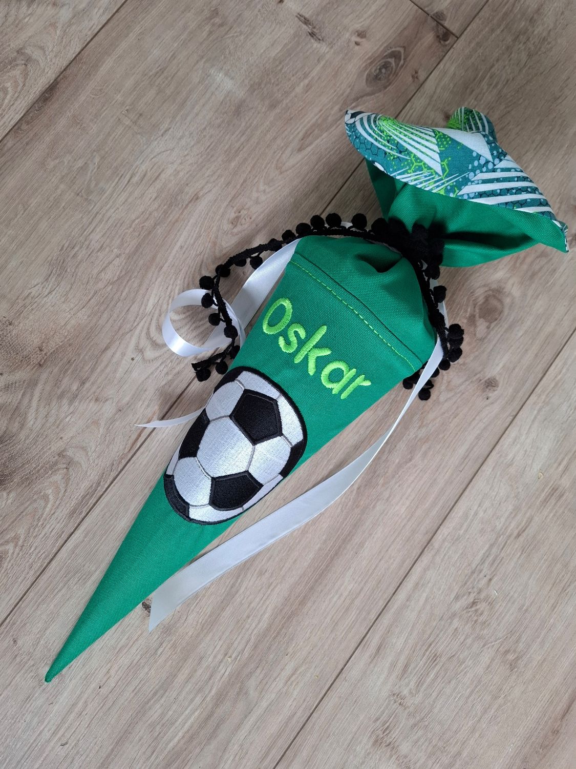 Schultüte aus Stoff Fussball | Grün/Hellgrün | Liebfrech