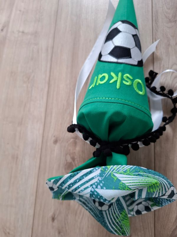 Schultüte aus Stoff Fussball | Grün/Hellgrün | Liebfrech