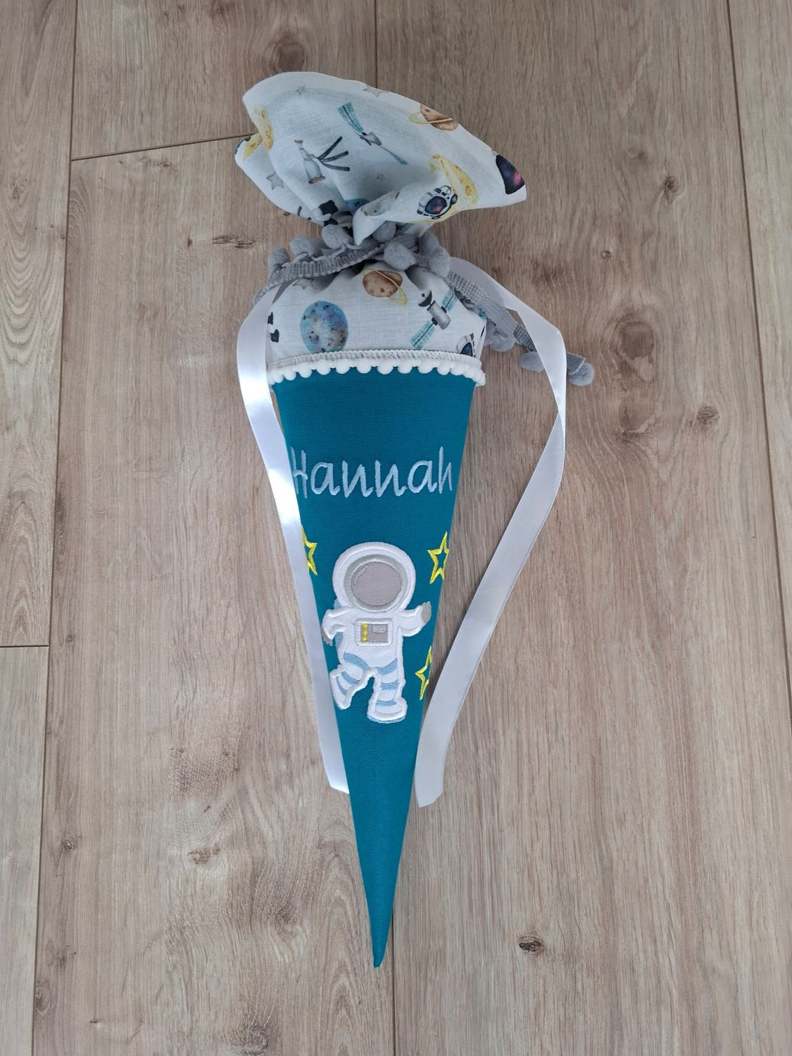 Schultüte aus Stoff Astronaut | Türkis/Hellblau | Liebfrech 